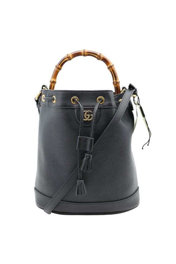 Pre-Owned Gucci Diana Bamboo Leather Bucket Bag Black 724652