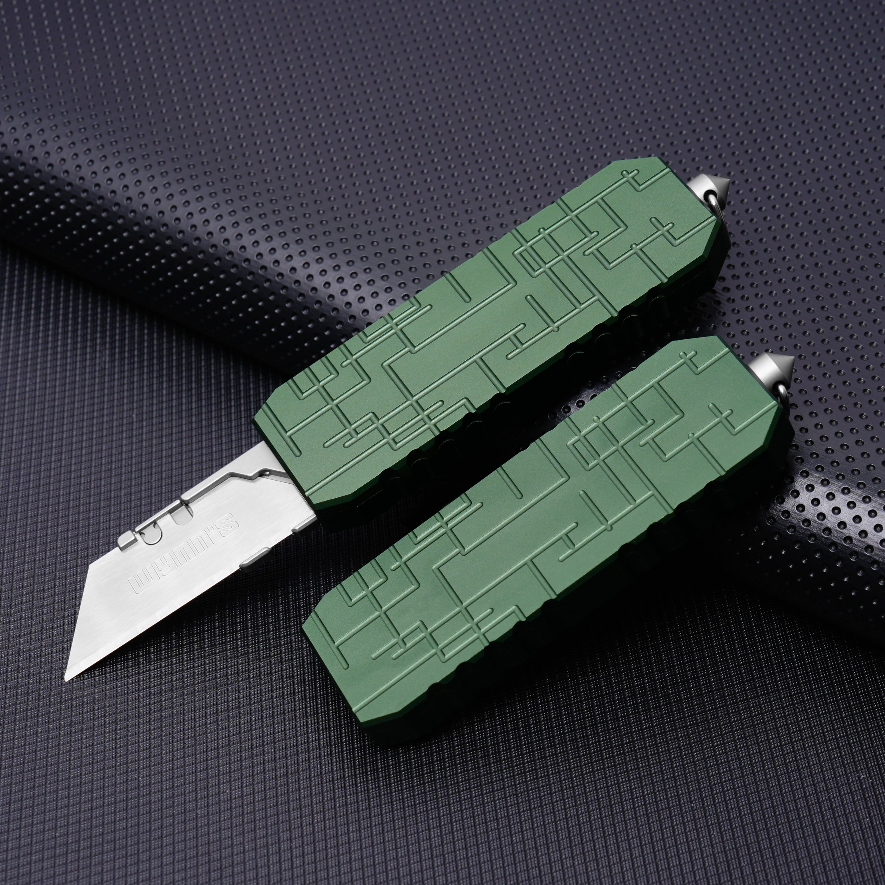 Aluminium Alloy Pocket Knife with Clip Small EDC Telescopic Retractable Box Cutter Flipper Precision Craft Knife Utility For Office Home Arts 10pcs Carbon Steel Blades (Green)