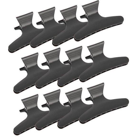 12Pcs/Set Black Butterfly Holding Hair Clip, Strong Hold Hair Section Claw Clamps Hairdressing Tool for Professional Salon and Home Use