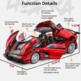 thumbnail image 3 of 1:32  Huayra BC HP Diecast Alloy Sports Cars Model Toys with Sound Light Pull Back Doors Opened Vehice Boy Christmas Gifts, 3 of 10