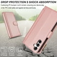 thumbnail image 5 of Compatible With Samsung Galaxy A35 Wallet Case with Card Holder Kickstand Double Magnetic Clasp Zipper Pocket Lanyard Strap Wristlet, Leather Flip Case Women Men Wallet Cover,Rosegold, 5 of 14