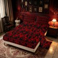 thumbnail image 2 of Erosebridal Vintage Bat Queen Sheets, Geometric Damask Aztec Queen Sheet Sets, Dark Burgundy, Black Reversible, 4pcs, 1 Flat Sheet, 1 Fitted Sheet and 2 Pillowcases, 2 of 6
