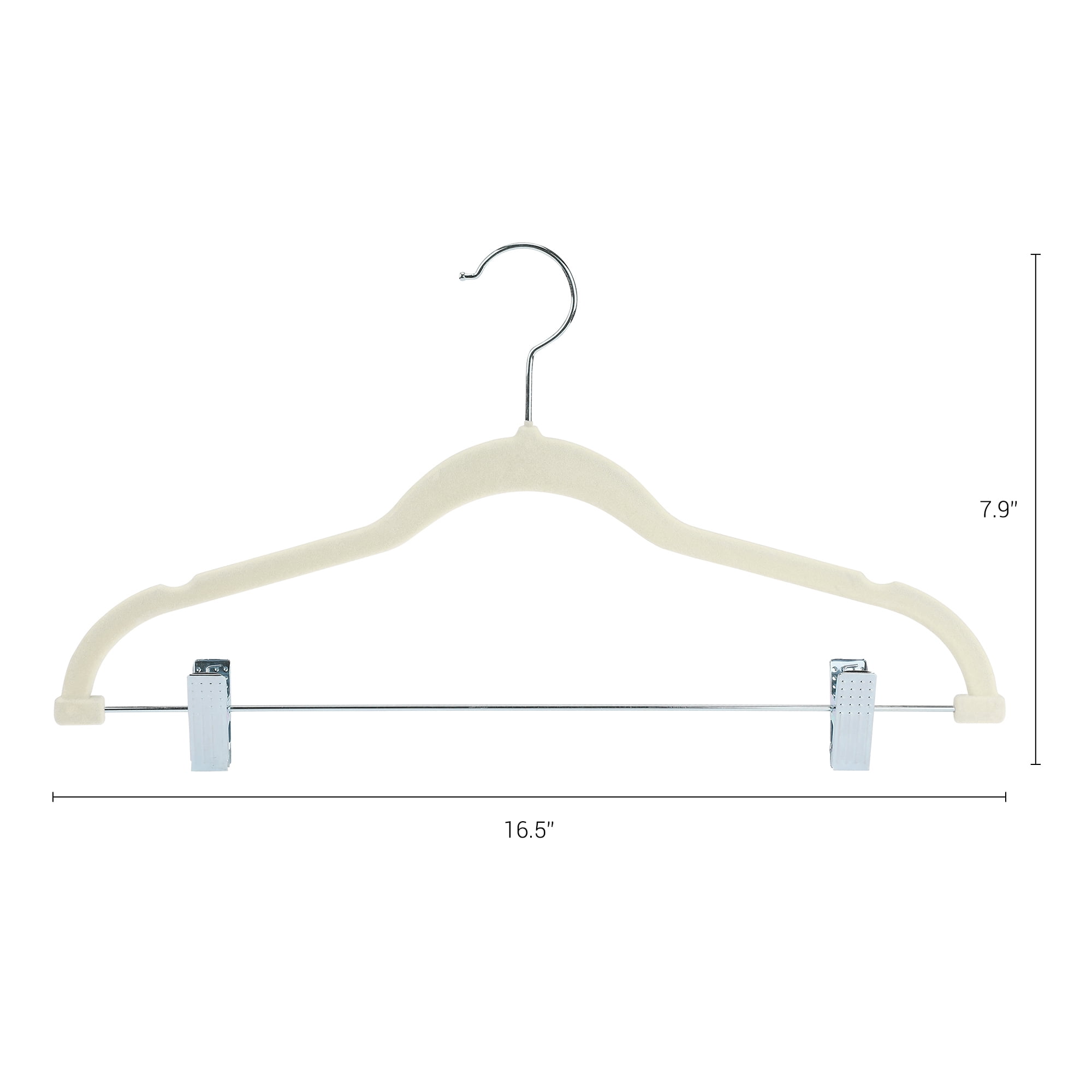 Unique Bargains Flocked Non-Slip Hangers with Pinch Clips 20 Packs Beige