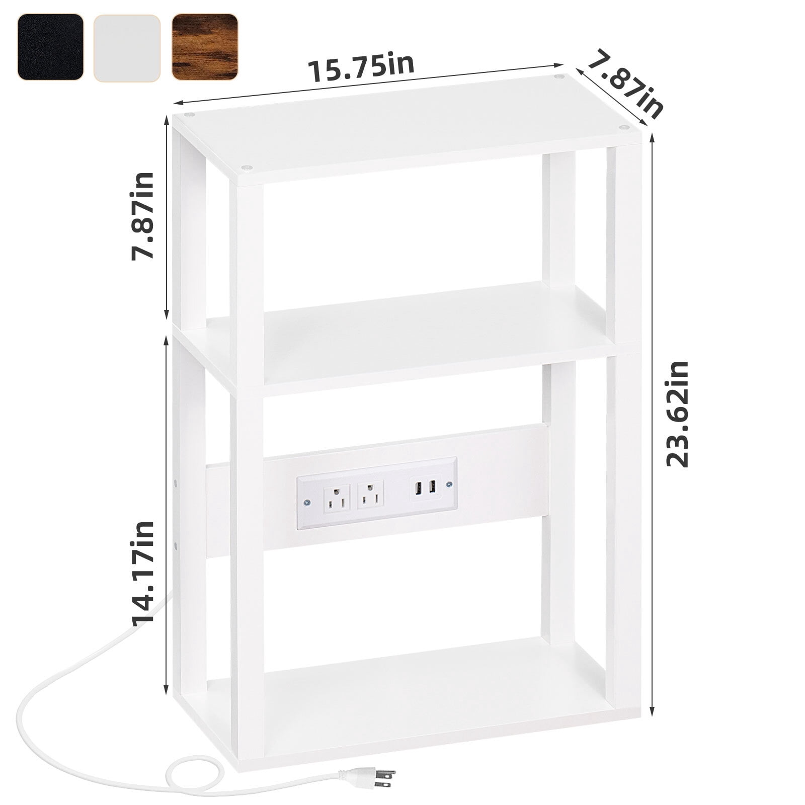 Joaxswe 2 Pack End Tables for Living Room with Charging Station, Narrow Side Tables Accent Tables for Bedroom, White