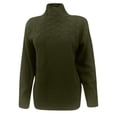 thumbnail image 5 of Women's Cable Knit Turtleneck Sweater Chunky Long Sleeve Winter Pullover (Army Green, L), 5 of 5
