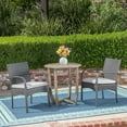 thumbnail image 2 of GDF Studio Typhaine Outdoor Acacia Wood and Wicker 3 Piece Bistro Set with Cushions, Gray and Light Gray, 2 of 13