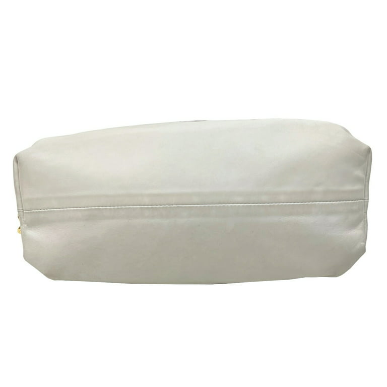 Authenticated Used BOTTEGA VENETA Bottega The Chain Pouch 620230 Calf  Leather Plaster White Shoulder Clutch Bag Gold Hardware Women's 