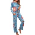 thumbnail image 3 of Women's Long Sleeve Sleepwear Soft Crew Neck Pyjama Set,Fp-mix Blue, 3 of 5