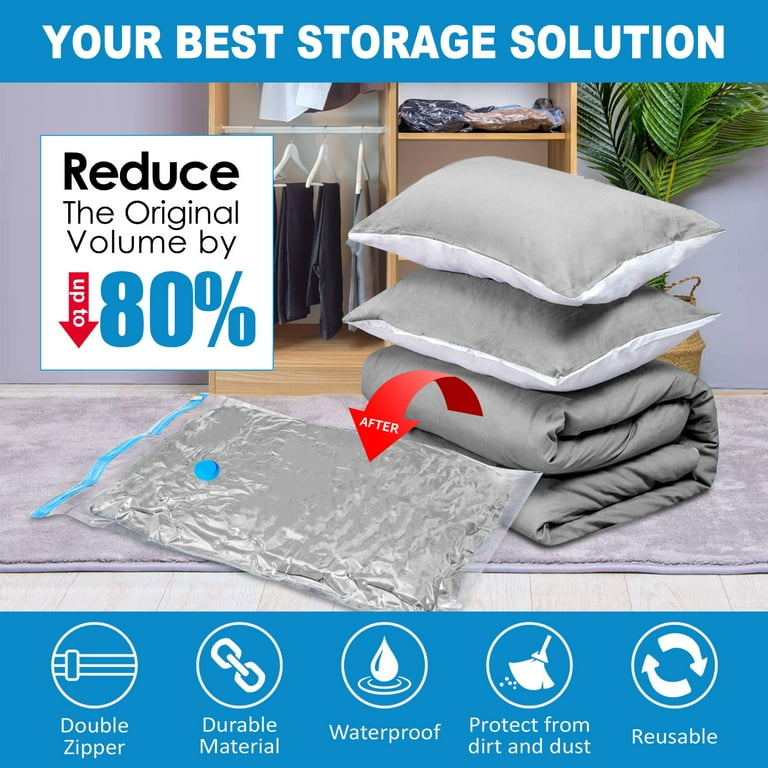 Conilly Vacuum Storage Bags,8 Pack (Small,24x16),Space Saver 80% Vacuum Storage Bags,Storage Bags Vacuum Sealed of Clothes, Pillows,Comforters,Blankets