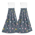thumbnail image 2 of Colorful Stars and Moons 2 Pack 14''x18'' Hand Towels Soft Coral Fleece Quick Dry Hook and Loop for Kitchen Bathroom, 2 of 7