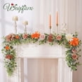 thumbnail image 6 of Waipfaru 2pcs Fall Garland, 6ft Artificial Eucalyptus Garland with Orange Roses, Fake Rose Floral Greenery Garland for Wedding Arch Table Wall Room Decor, 6 of 8