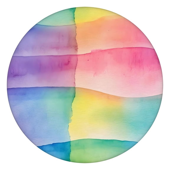 Colorful Watercolor Stripe Pattern Round Fitted Tablecloth with Elastic Edge,Dining Table Cover Waterproof,Outdoor Round Tablecloth for Camping,Dining,Indoor and Outdoor