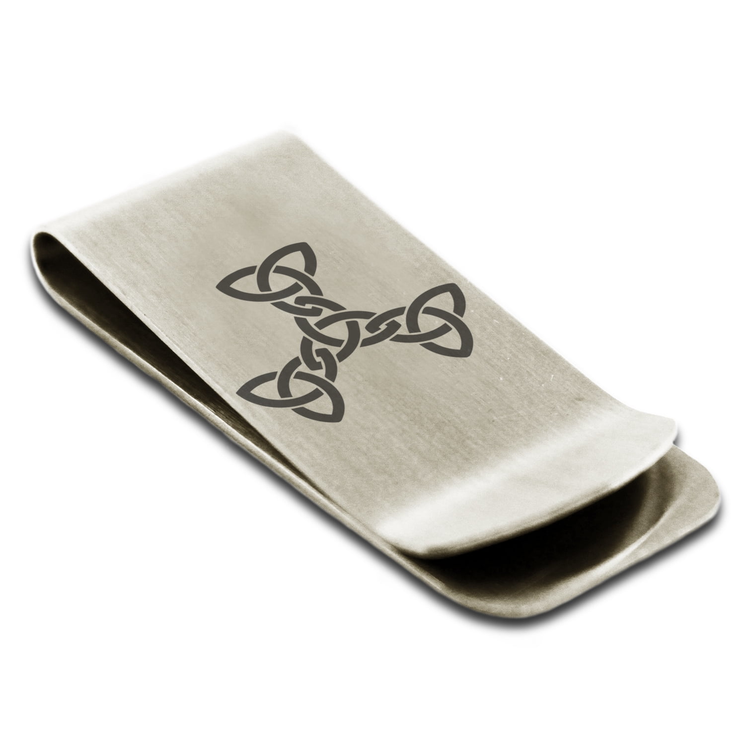 Stainless Steel Celtic Triquetra Interlaced Knot Symbol Engraved Money Clip Credit Card Holder 