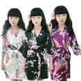 thumbnail image 4 of QUDDERR Robe Kimono en Satin Soyeux pour Filles Adolescentes 2-14T Robe de Nuit Florale Peignoir d'Été pour Bébés Pyjamas pour Filles, 4 of 9