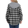 thumbnail image 4 of qucoqpe Hooded Flannel Plaid Shirt for Women Stylish Casual Button Down Hoodie Shirts Womens Long Sleeve Loose Jackets Tops, 4 of 5