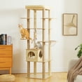 thumbnail image 2 of Pefilos 71" Wooden Cat Tree Tower for Multiple Cats, Modern Cat Tree House with Cat Condo for Indoor Cats, Beige, 2 of 9