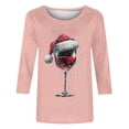 thumbnail image 3 of Camisetas de Manga Larga de las Mujeres Impresión de Navidad Cuello Redondo 3/4 Manga Suéter Superior, Moda Informal para Fiesta de Vacaciones Y Uso Diario, 3 of 7