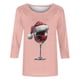 thumbnail image 3 of Puntoco Camiseta de mujer con cuello redondo, manga 3/4 y estampado navideño, jersey de cuello redondo, camiseta de manga larga con cuello redondo, 3 of 3