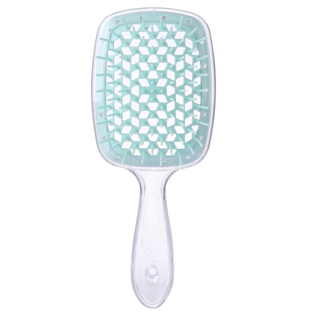Cepillo de pelo de masaje de cuero cabelludo con peine de cojín de aire de dientes anchos (azul transparente)