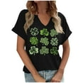 thumbnail image 3 of Erwazi St Patricks Day Women Short Sleeve T-Shirts V Neck Shamrock Funny Clover Tee Tops, 3 of 4