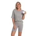 thumbnail image 4 of DAKIMOE Womens Pajamas 2 Piece Lounge Sets for Women Ribbed Knit Matching Outfits Loose T-Shirt and Bodycon Biker Shorts Sleepwear Sweatsuits S-XL, Dark Grey, M, 4 of 7