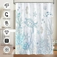 thumbnail image 4 of Dznils Nautical Coastal Fabric Shower Curtain, Blue Turtle Bathroom Curtain with 12 Hooks, 72" x 72", 4 of 9