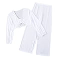 thumbnail image 4 of Teen Bathing Suit Cover Up Long Sleeve V Neck Drawstring Cover Up Top and Cover Up Long Pants 2 Piece Set Swim Suits for Girls 13-14 Years, 4 of 8