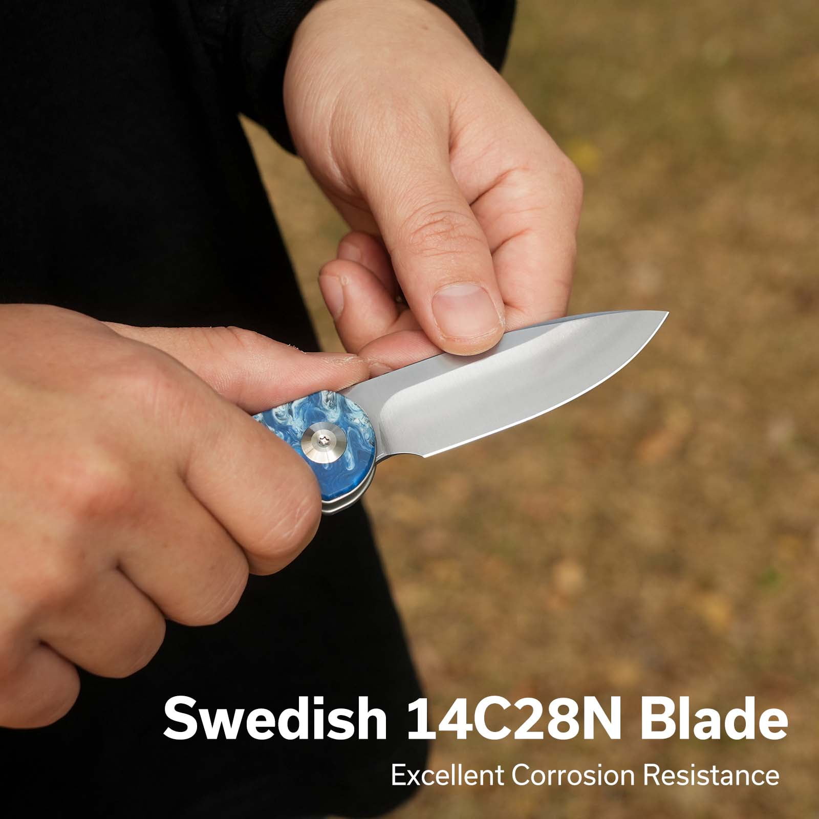 CIVIVI Elementum Slip Joint Pocket Knife, Folding Knife with 2.96" Swedish 14C28N Blade Resin Handle C18062AJ-4
