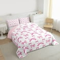 thumbnail image 3 of Feelyou Fashion Bowknot Child Queen Comforter Set, Kawaii Cartoon Ribbon Bedding Sets, Dreamy Princess Style Reversible Bedding Comforter Set, Lightweight Room Decor, 3-Piece, 3 of 8