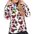 thumbnail image 5 of Yiaed Rose Flowers Print Womens Casual Hoodies Crew Neck Long Sleeve Sweatshirts With Pocket Pullover Tops Women's Hooded Sweatshirt-Small, 5 of 5