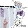 thumbnail image 5 of Watercolor Floral Shower Curtain, Purple Beige Blossom Flower Modern Minimalist Bathroom Curtain Home Decor Waterproof Fabric Machine Washable with 6PCS Hooks,36" Wx72 L, 5 of 6