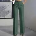 thumbnail image 2 of LEAVINGSUO Dress Pants for Women Business Casual Women's Solid High Waist Hanging Straight Tube Temperament Suit Pants With Pockets Green XL, 2 of 7