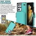 thumbnail image 6 of TECH CIRCLE For Galaxy S21 Wallet Case,Card Holder Phone Case for Women, Zipper PU Leather Purse Kickstand Folio Flip Case with Crossbody Strap for Samsung Galaxy S21 6.2" 2022,Mint, 6 of 7
