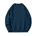 thumbnail image 2 of ohmzyzo Men's Casual Long Sleeves Sweatshirts Crewneck Cotton Pullover Sweatshirt for Men Loose Fit Solid Color Pullover Tops Navy Blue XL, 2 of 6