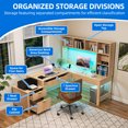 thumbnail image 4 of Dextrus L Shape Desk with LED Light & Hutch,  Home Office Computer  Desk Executive Desk with Drawers, 4 of 10
