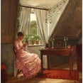 thumbnail image 2 of Carl von Schmidt-Phiseldeck 12x12 Black Ornate Wood Framed Double Matted Museum Art Print Titled: Interir with Anna Augusta Ahman, Where Sews Wood Et Vindue (1884), 2 of 5