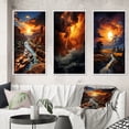 thumbnail image 1 of Designart "Majestic Stormy Landscape" Landscape & Nature Framed Wall Art Set Of 3 - Yellow Storms Frame Gallery Set For Office Decor, 1 of 6