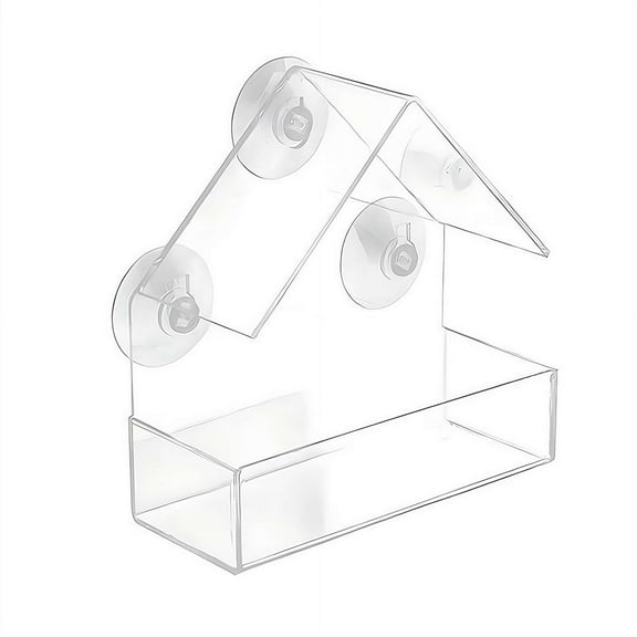 Window Bird Feeder with Strong Suction Cups, House Window Bird Feeders for Outdoors Viewing, Clear Transparent Squirrel Proof Birdfeeder, Drain Holes, Removable Tray Outdoor Bird Feeder