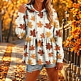 thumbnail image 4 of Xdegoge Womens Fall Pumpkin Print Hooded Sweatshirts Long Sleeve Babydoll Peplum Pullover Ruffle Hem Graphic Tops Casual Thanksgiving Clothes, 4 of 7