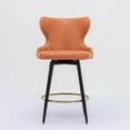 thumbnail image 5 of 180° Swivel Bar Stools Set of 2, Modern Leathaire Fabric Bar Chairs with Wingback and Footrest, Counter Stool with Nailhead Trim and Metal Base, for Kitchen Island Restaurant Pub Counter, Orange, 5 of 7