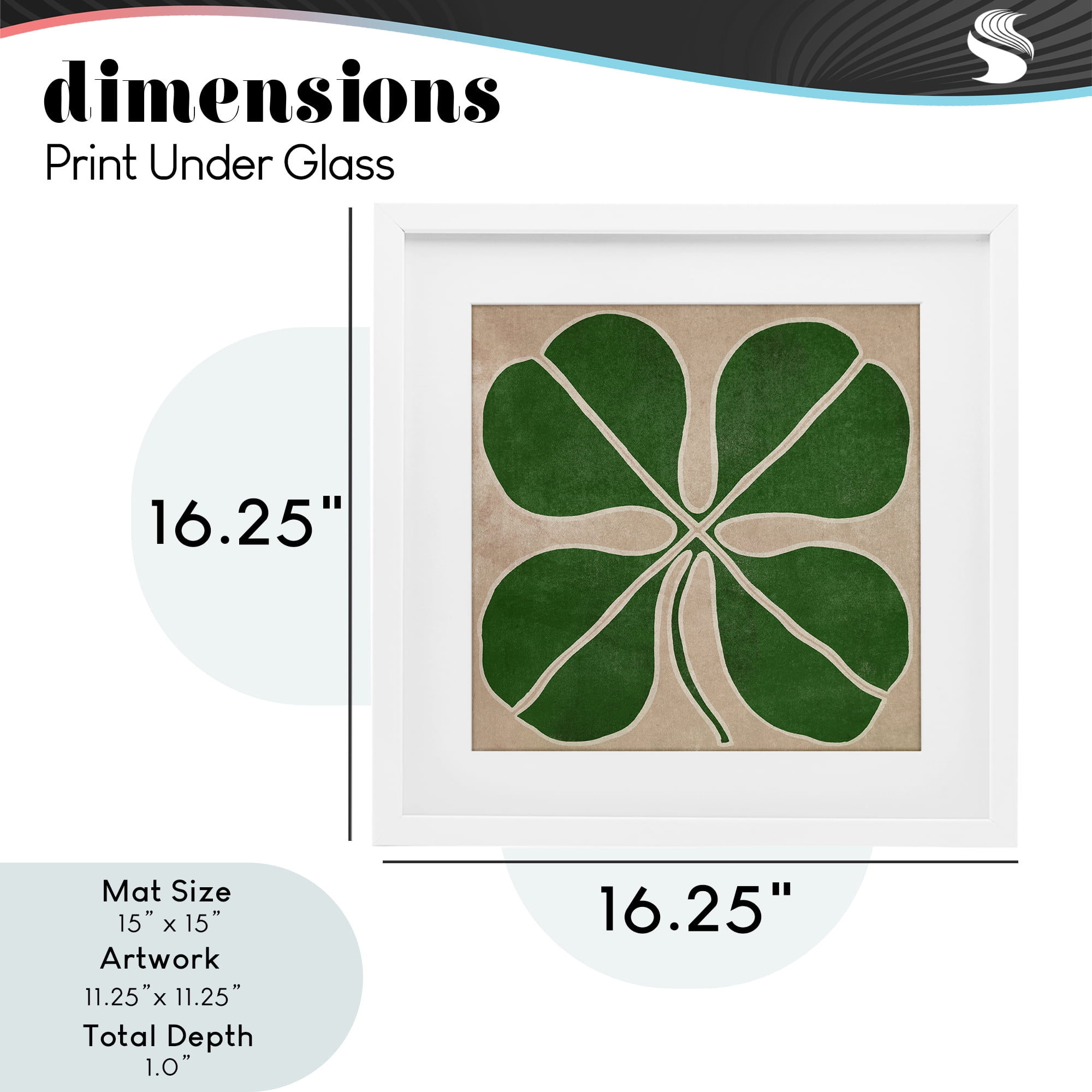 Four Leaf Symmetry White Framed Print Under Glass, design by June Erica Vess