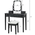 thumbnail image 2 of Gymax Ensemble de Coiffeuse avec Miroir Éclairé, Commode Réglable à 10 Ampoules, 4 Tiroirs, Noir, 2 of 9