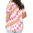 thumbnail image 3 of TQWQT Womens Plus Size Tops Loose Summer Sexy Tunic V Neck Short Sleeve Gradient Print Blouses 4x-5x Casual Tunics Blouses with Pocket Pink 2XL, 3 of 5