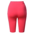 thumbnail image 3 of A2Y Women's Basic Yoga Polyester Mid Thigh High Rise Biker Bermuda Shorts Neon Fuchsia 2XL, 3 of 5