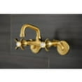 thumbnail image 2 of Kingston Brass KS112SB Two-Handle Wall Mount Bar Faucet, Brushed Brass, 2 of 5