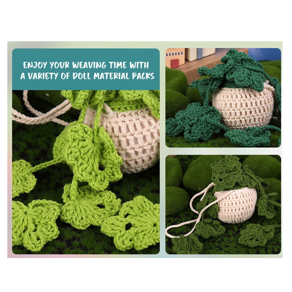 Crochet Kits Hanging Potted Plant Crochet Material with Yarn Crochet Hooks DIY Crochet Starter Kits for Beginners Adults