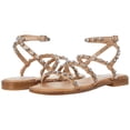 thumbnail image 1 of Steve Madden Women's Travel Flat Sandal Tan Studded Rhinestone Strappy Sandals (8), 1 of 1
