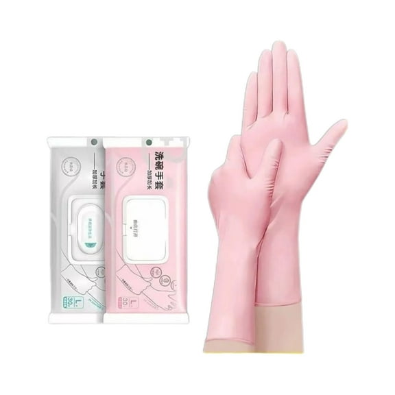59-Pack Pink Disposable Nitrile Gloves for Dishwashing, Cleaning & Kitchen - Extra Long (12"), Waterproof, Textured Grip - Latex-Free, Durable Household Gloves (S/M/L Sizes)