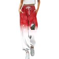 thumbnail image 1 of Gibobby pantalones de vestir mujer cintura alta Pantalones casuales de fitness deportivos de cintura alta con bolsillo en la cintura con estampado navideño informal para mujer (Verde, XL), 1 of 4