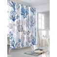 thumbnail image 3 of Shower Curtain Blue Coral Starfish Shell Shower Curtains for Bathroom, Waterproof Polyester Shower Curtain Set with Hooks, Extra Long 72" x 78" Marine Plant, 3 of 6